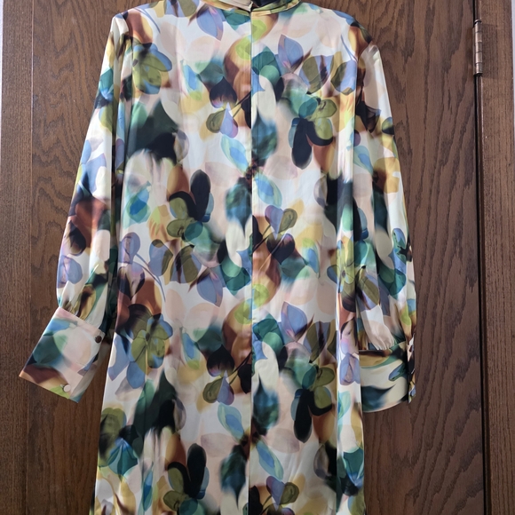 Eloquii  Satin Wide Sleeve Multicolor Abstract Dress Women 18 - Picture 7 of 8